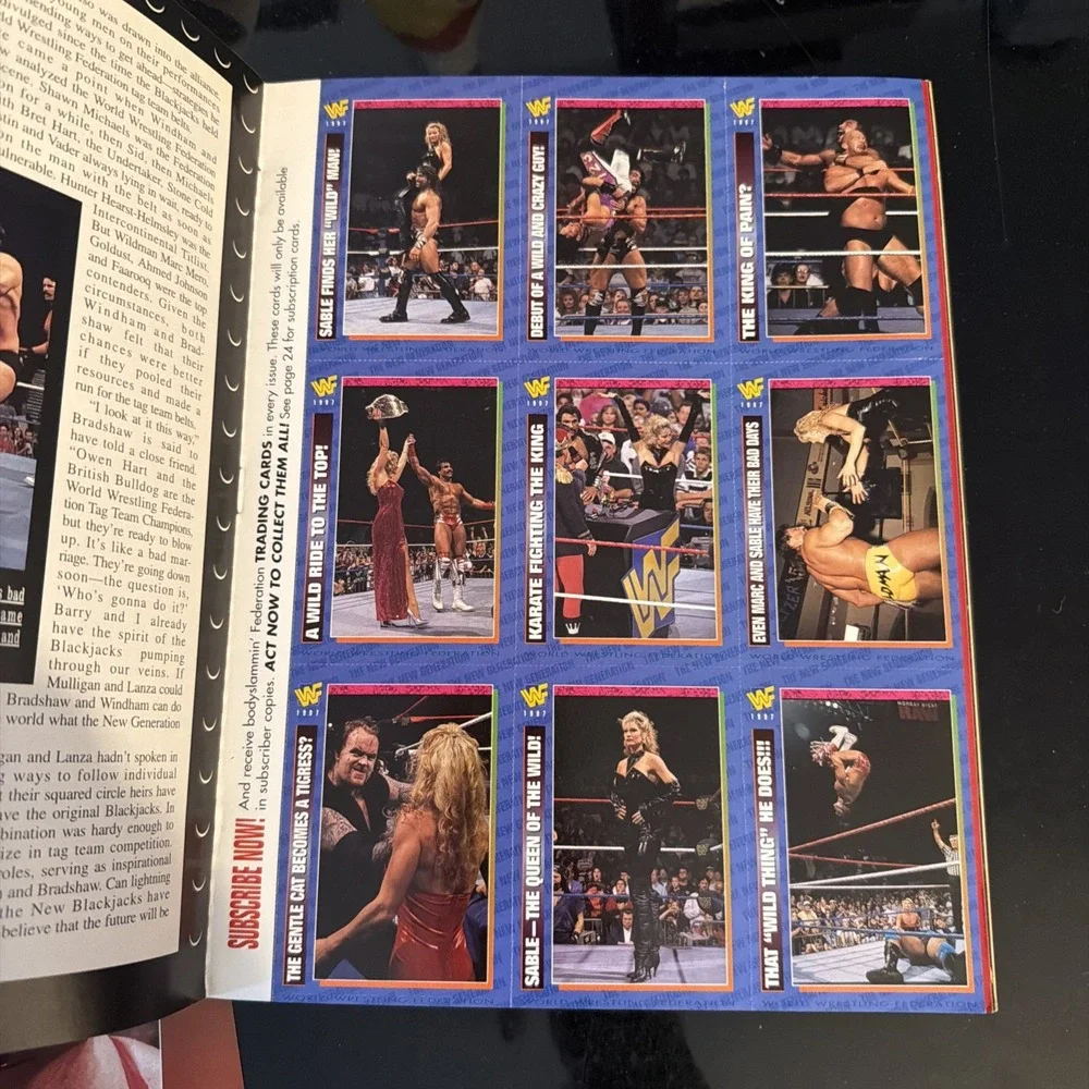 WWF Magazine May 1997 Bret Hart & Bart Simpson w/ Cards READ